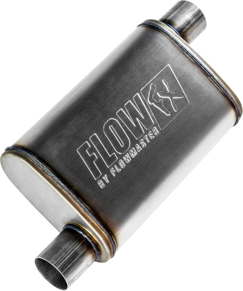 FLOWMASTER Flow FX Chambered Muffler – 2.50” Offset In / 2.50” Offset Out – Moderate Sound – Stainless Steel – Affordable Performance for Modern Trucks, Muscle Cars & Daily Drivers (71236) - Image 1